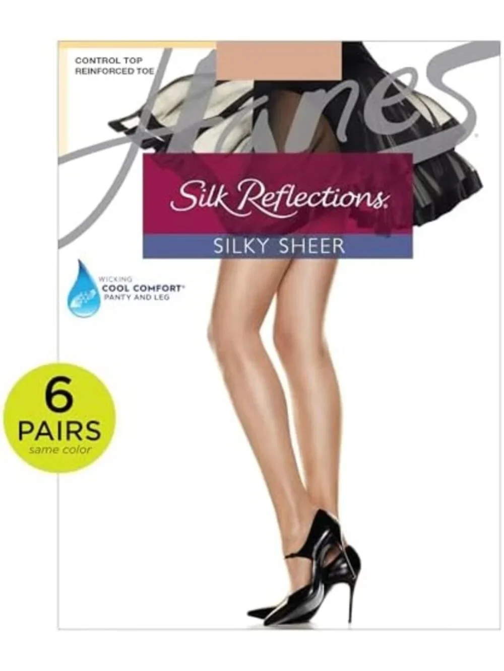 Silky Sheer Control Top Pantyhose with Reinforced Toe for Women - Comfortable
